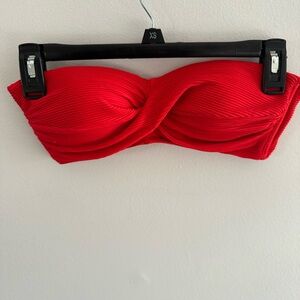 Kona Sol Vibrant Red Bandeau Strapless Swim Top, Small
